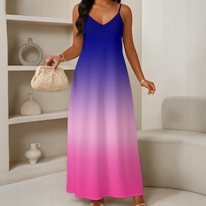 navy blue and pink dress Preppy Striped Mod Mahjong Summer Sleeveless Maxi wearing size S Art.N. Dupatta Navy Blue With Pink
