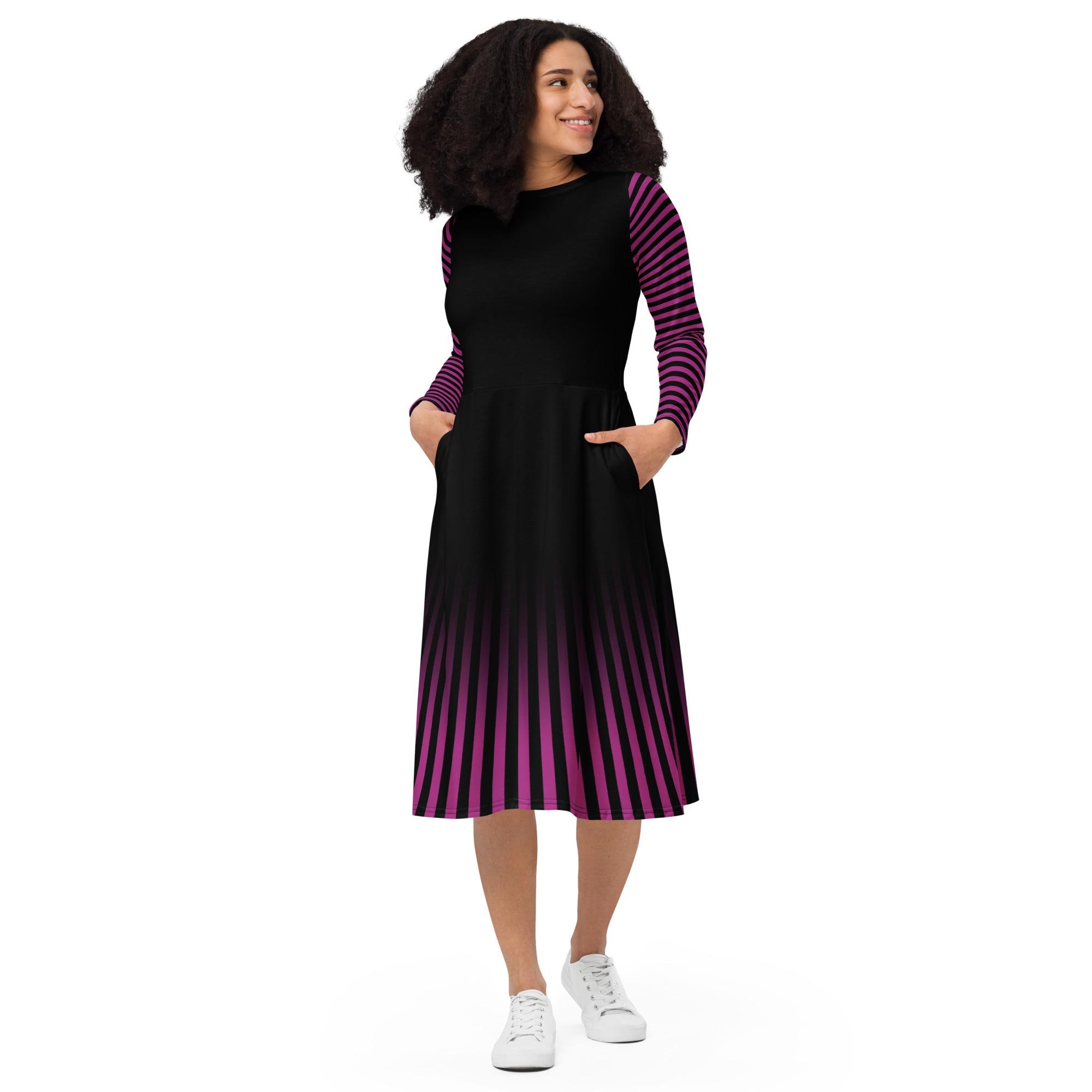 purple and black striped dress & Ombre Firerie Plus Size Women's Spring Sale Size:Waist 40 One Shoulder