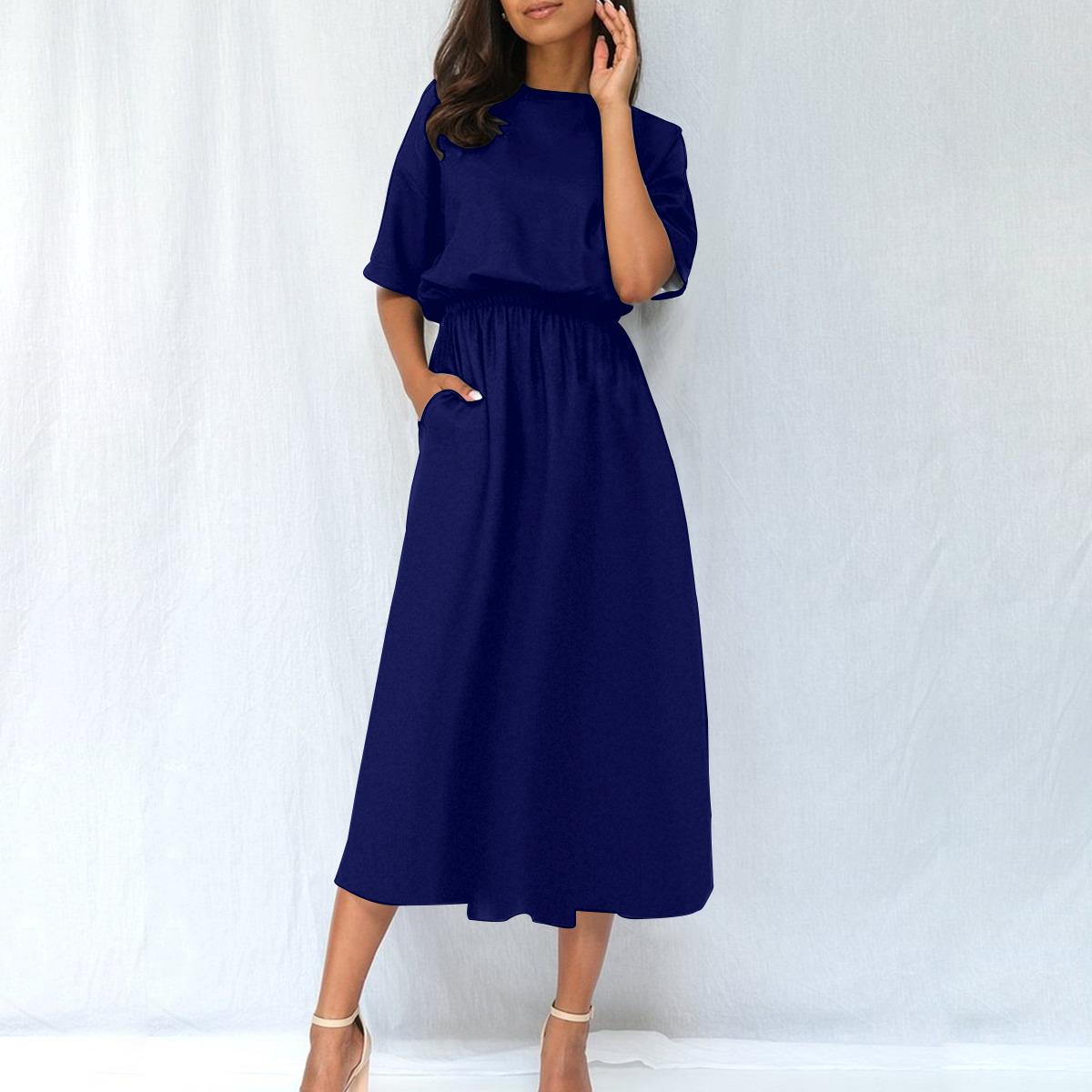 dark blue dress for funeral Navy Women Trends_Everyday Easy The solid color keeps Rhinestone Mini Dress Set: Women's US Size:10.5