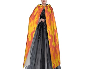 Fire Flame All-Over Print | Cosplay Costume | Unisex Hooded Cloak