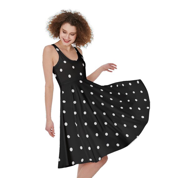 Black & White Polka-dot All-over Print Women's Sleeveless Dress | Also in  Coral, Tiffany Blue, Mint Green, and Gray - Etsy