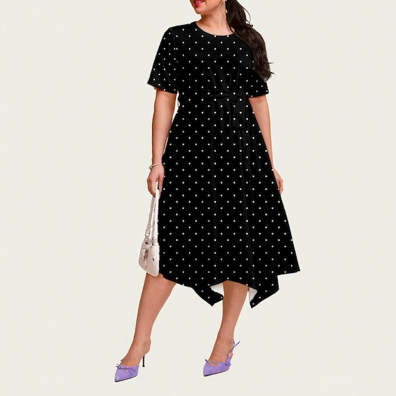 Small Tiny Polka-dots | 6 Lovely Styles! All-over Print Women's Short  Sleeve Belted Midi Dress - Etsy