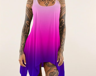 Vestido sin mangas para mujer con efecto degradado de rosa a morado