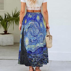 Art Masterpiece | Vincent Van Gogh | Starry Night | Maxi Skirts With Lining image 2
