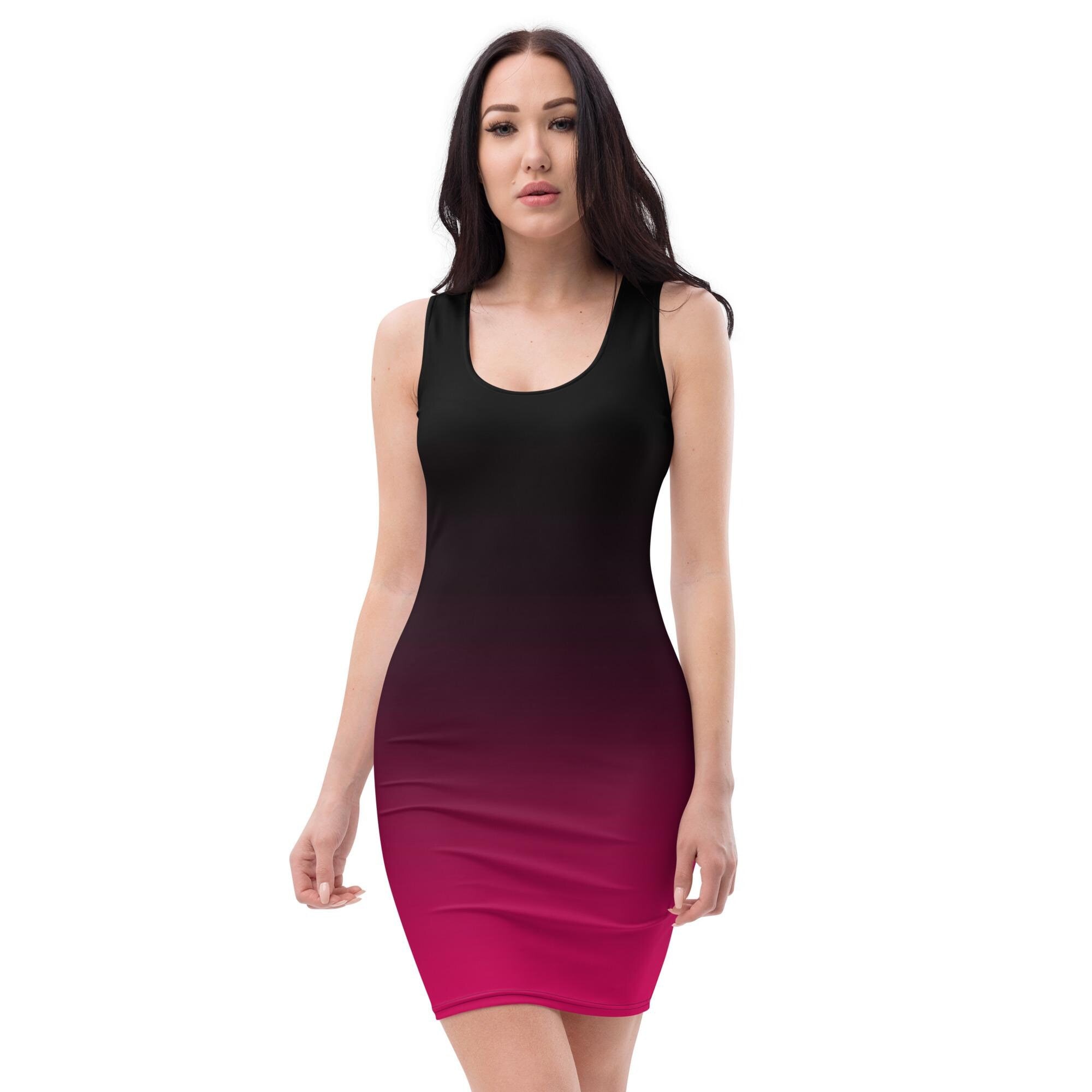 black and pink ombre dress Marlee Asymmetrical Slinky Maxi Dress / Ombre Pink | MESHKI