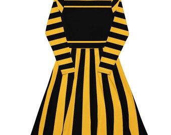 yellow and black striped dress Yellow & Black Stripe Dress Everything Me Boutique