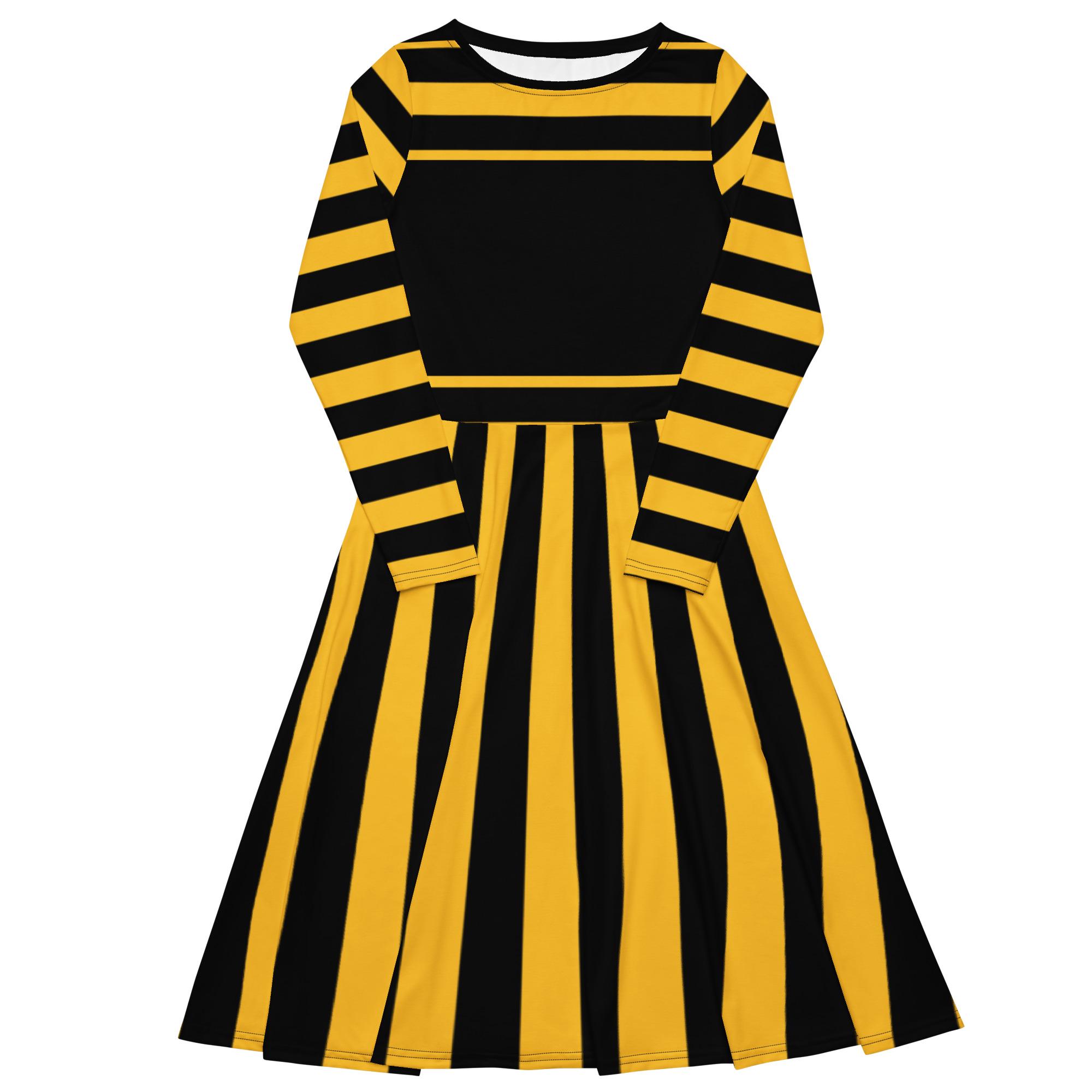 women's black and yellow dress Yellow Black Striped Women's Dress 3/4 Sleeve Swing Mini Dress Sweetheart Neck Casual Office Party Dresses, Style, Small : Amazon.ca: Clothing, Shoes & Accessories