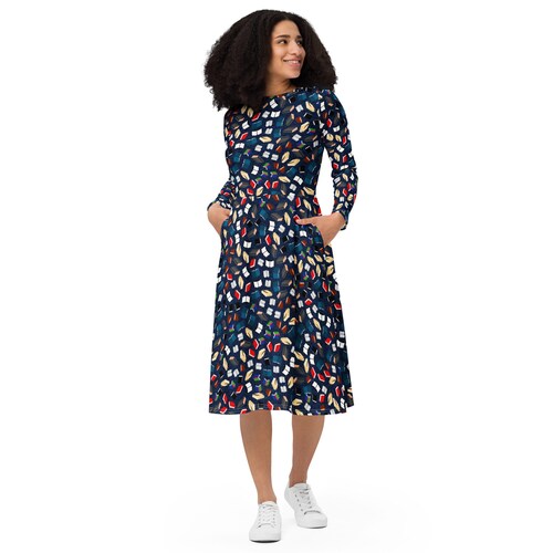 long sleeve teacher dress Art Sunflower Teacher Long Sleeve Dress-Teachersgram
