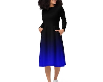 Blue Ombre Gradient Dress: Long Sleeve Mini Party Dress - Etsy