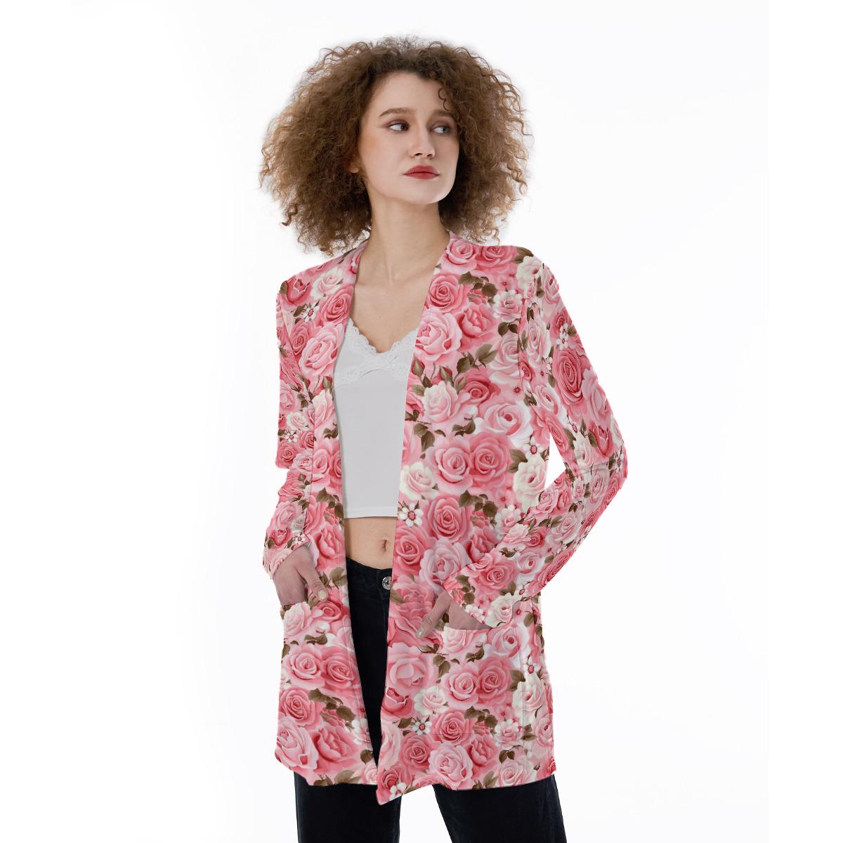 トップス PLEATS PLEASE Flower Printed Cardigan Pretty Pink Roses | Floral Print Women's Ultra Thin Patch