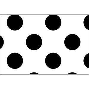May include: A rectangular pattern featuring large, evenly spaced black polka dots on a white background. The simple, high-contrast design creates a bold visual statement, suitable for various applications.