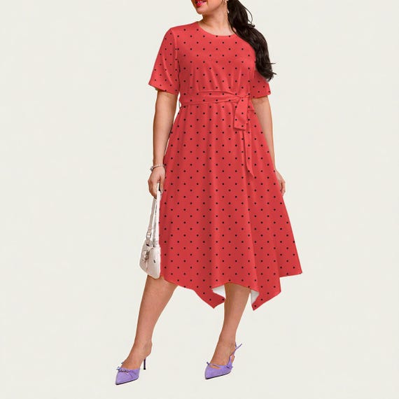 chinese dress ladies Berylove Women White Black Graduation Dress Polka Dot V-Neck A Line Midi Party Dress, White Black Dot / Custom main image 0