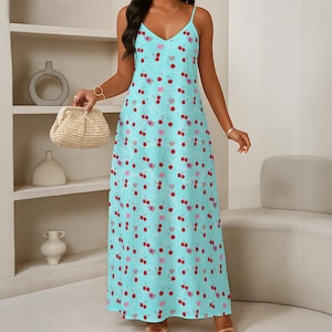 green emerald velvet dress Ivory Multi Fruit Print Maxi Dress - Casual Dresses