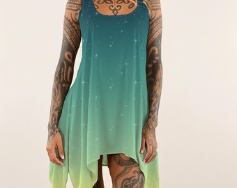 Vestido sin mangas para mujer con encantador degradado verde