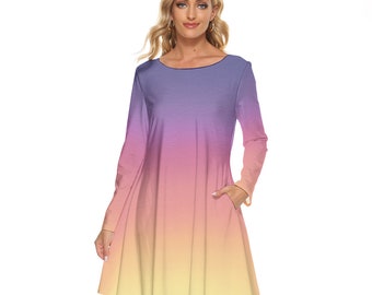 Gradient Rainbow Ombre Bodycon Maxi Dress With Long Sleeves and Padded  Shoulders - Elegant Colorful Evening Gown - Sunset Party Dress - Etsy