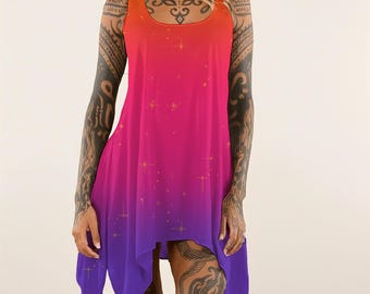 Vestido sin mangas para mujer con estampado cósmico degradado