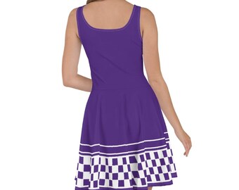 white and purple skater dress Purple & White Checkered Print Skater Dress (up to 3X)
