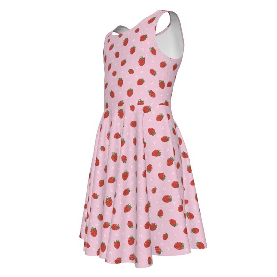 Mommy & Me | Strawberry Print Women's Ruffle Hem Dress and Girl's  Sleeveless Vest Dress - Etsy