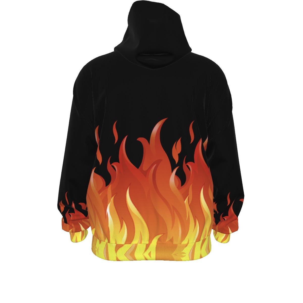 F.C.R.B. FIRE FLAME HOODIE ブラック L コットン Red Hot Fire | Cosplay Costume | Black Flame All-over Print Unisex