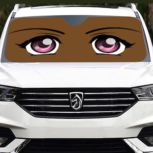 Pink Anime Eyes | Cartoon eyes | Big beautiful eyes | in brown and peachy skin tones | Keep car cool & looking cool | Windshield Sunshade