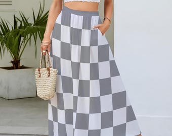 スカート Her lip to Over Check Long Skirt S black Her lip to Over Check Long Skirt S black