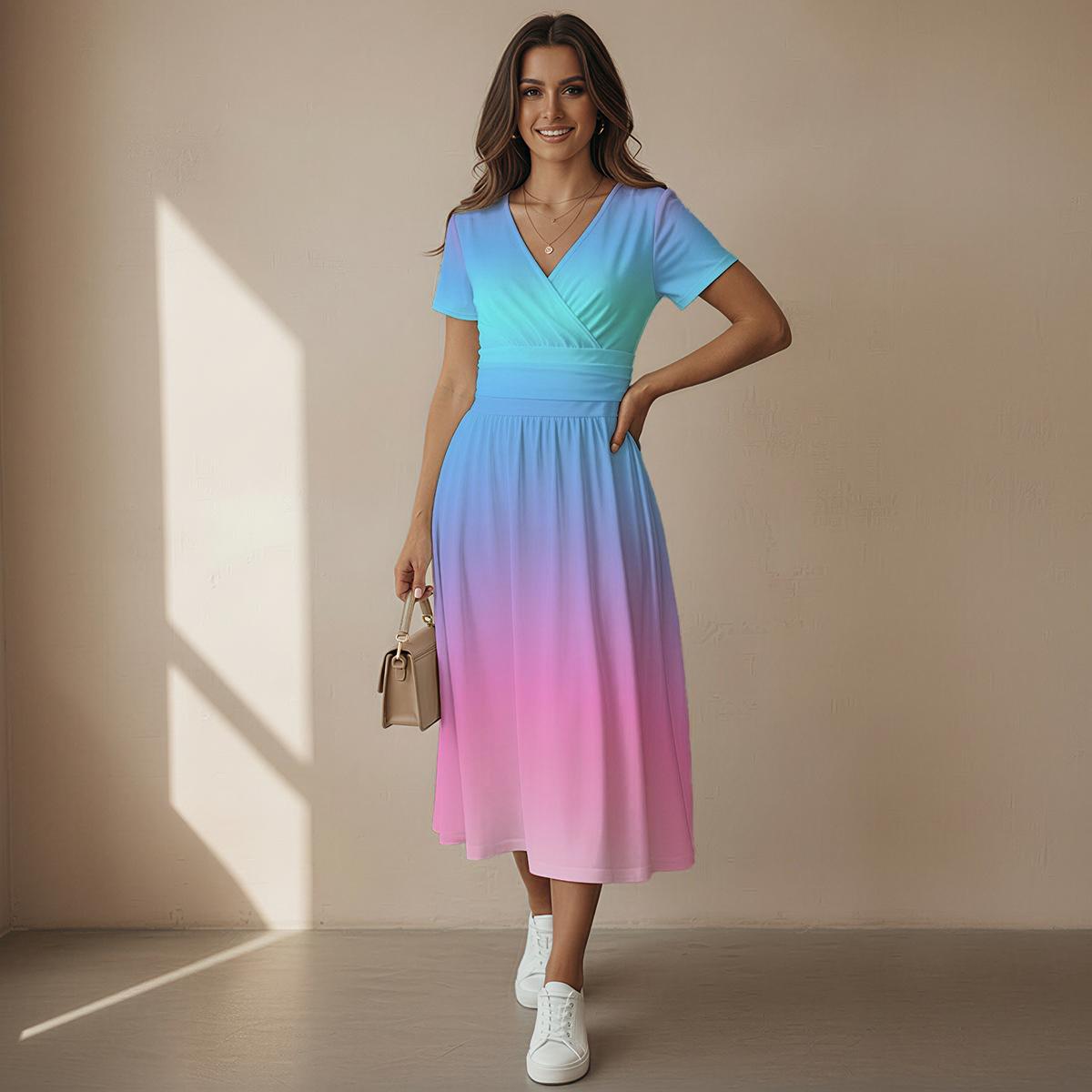 slate blue evening dress Meet Me On The Beach Blue Sparkle Ombre Maxi Bandeau Dress main image 0