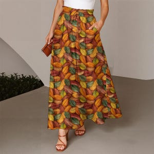 4 Lovely Leafy Prints! Women&#39;s Ruffled Wide-Leg Pants