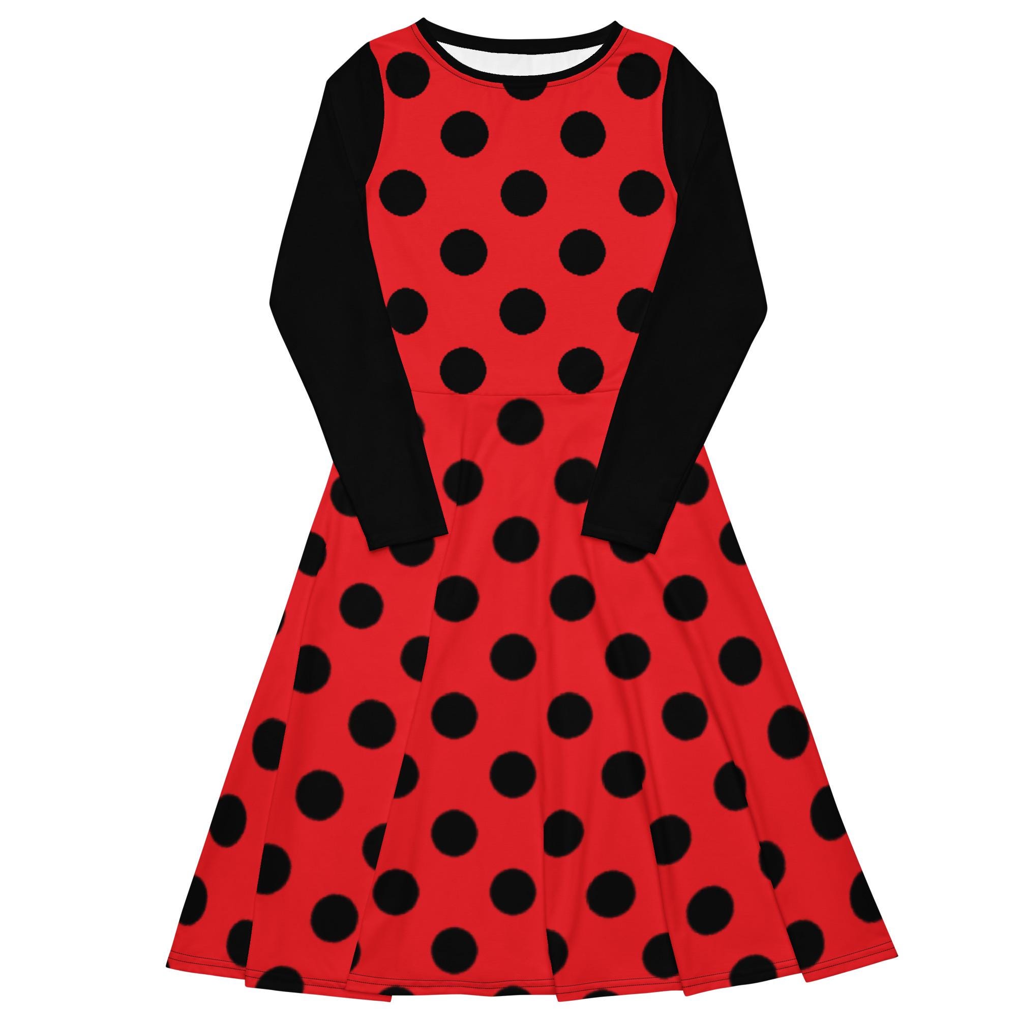 princess polly baby blue dress red abd black poca dot dress main image 0