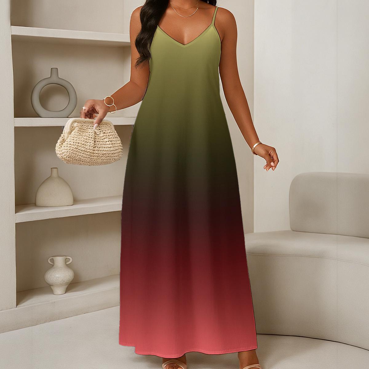 chinese dress ladies DEAL Sunset Stunner Ombré Satin Maxi Dress