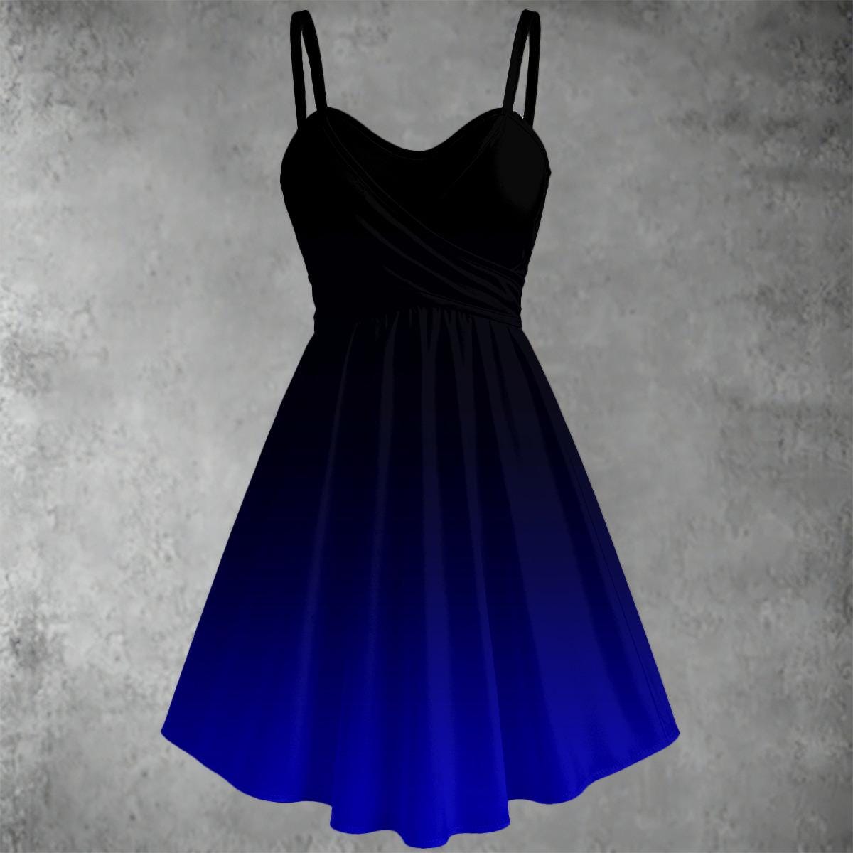 open lace back dress Black and Blue Gradient Chiffon Beaded Party Dress, A-Line Chiffon Homecoming Dress US Size 6 / Custom Color