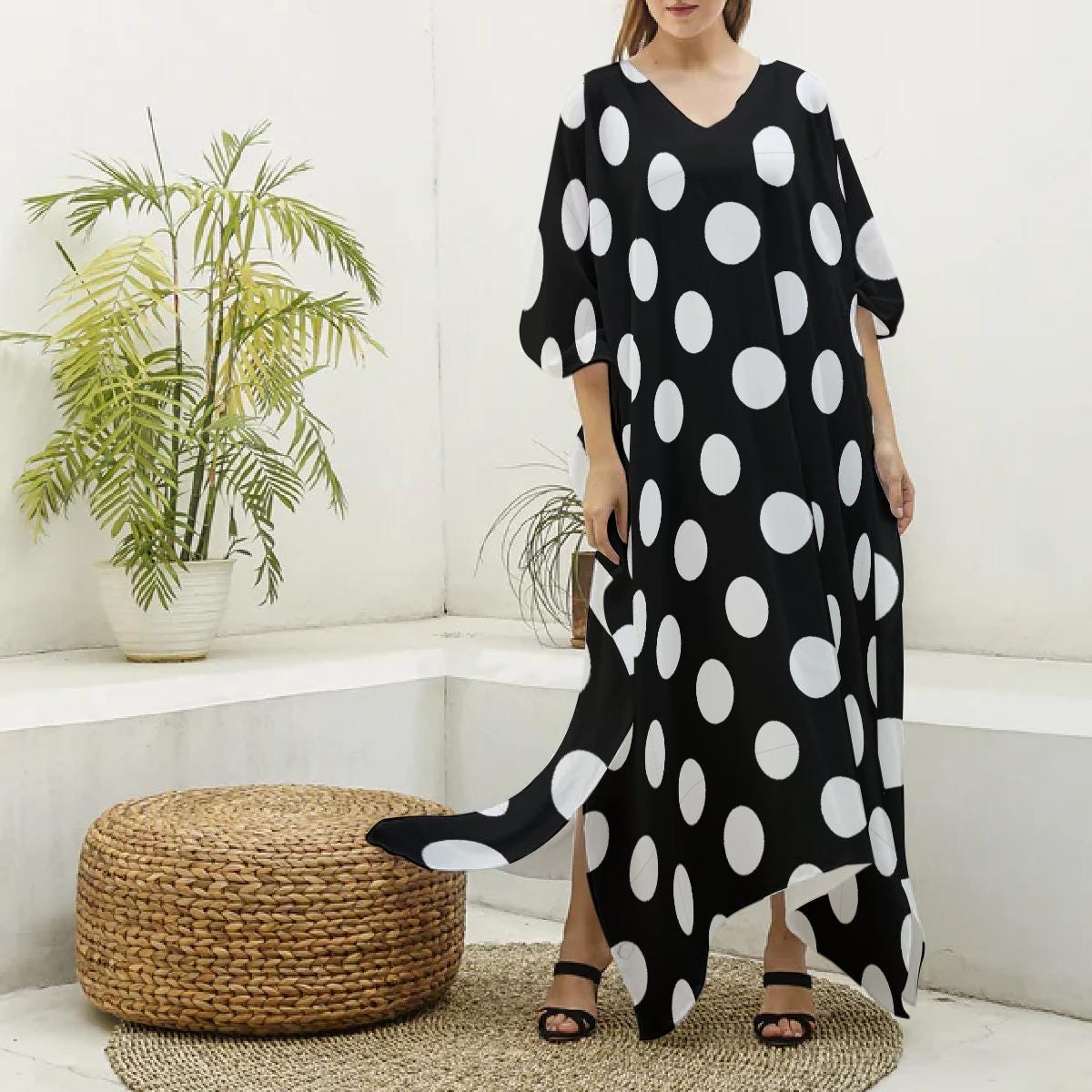 Brown and White Polka Dot Dress - Etsy