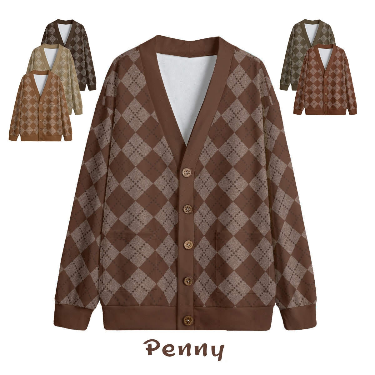 カーディガン KNITTED BULKY BRUSH ARGYLE CARDIGAN HM1496 BULKY BRUSH ARGYLE CARDIGAN カーディガン