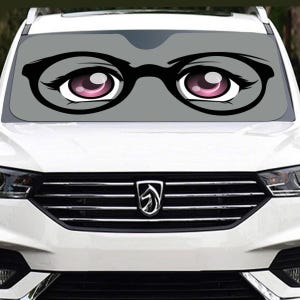 Pink Anime Eyes | Cartoon eyes | Big beautiful eyes | Nardo Grey Color | Keep car cool & looking cool | Windshield Sunshade