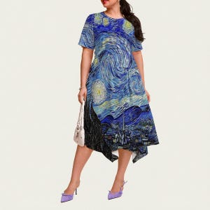 knee length dresses for ladies Hannah Art Wear Sophia Midi Dress Fernando Azure – Thistle Hill main image 1