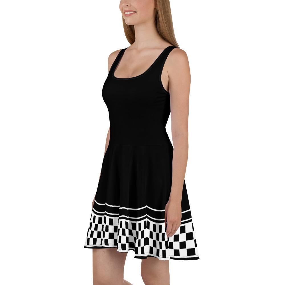 Black & White Checkered Print Skater Dress (up to 3X) Black & White Checkered Print Skater Dress (up to 3X)