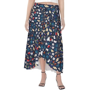 Bookworm Blue | I Love to Read Print | Great gift ideas for readers, teachers, librarians, authors, writers | Women&#39;s Wrap Skirt