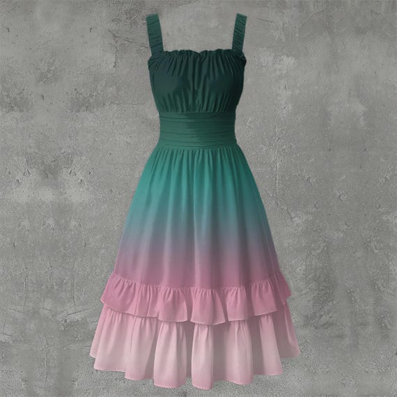 pink and green ombre dress & Chest 54