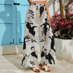 Divine Feminine | 5 Lovely Prints! Women&#39;s Lightweight Wide-Leg Pants With Pockets