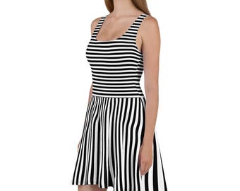 Robe Patineuse Topshop Rayures Noires Et Blanches - Taille 4 (UK 10) - Occasion Très Bon état