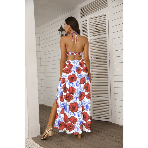 red white and blue floral dress Sun-imperial