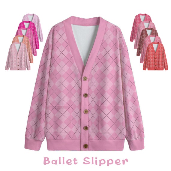 Ode to Pink All-Over Argyle Print | 11 different shades of Pink | Unisex V-neck Knitted Fleece Cardigan With Button Closure