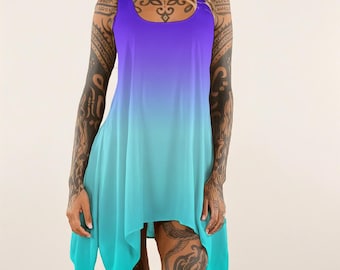 Vestido sin mangas para mujer, color morado turquesa degradado