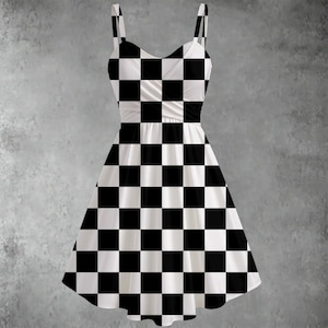 black and white checkered prom dress Chess and Checkered Cut Out Sundress in Black/White