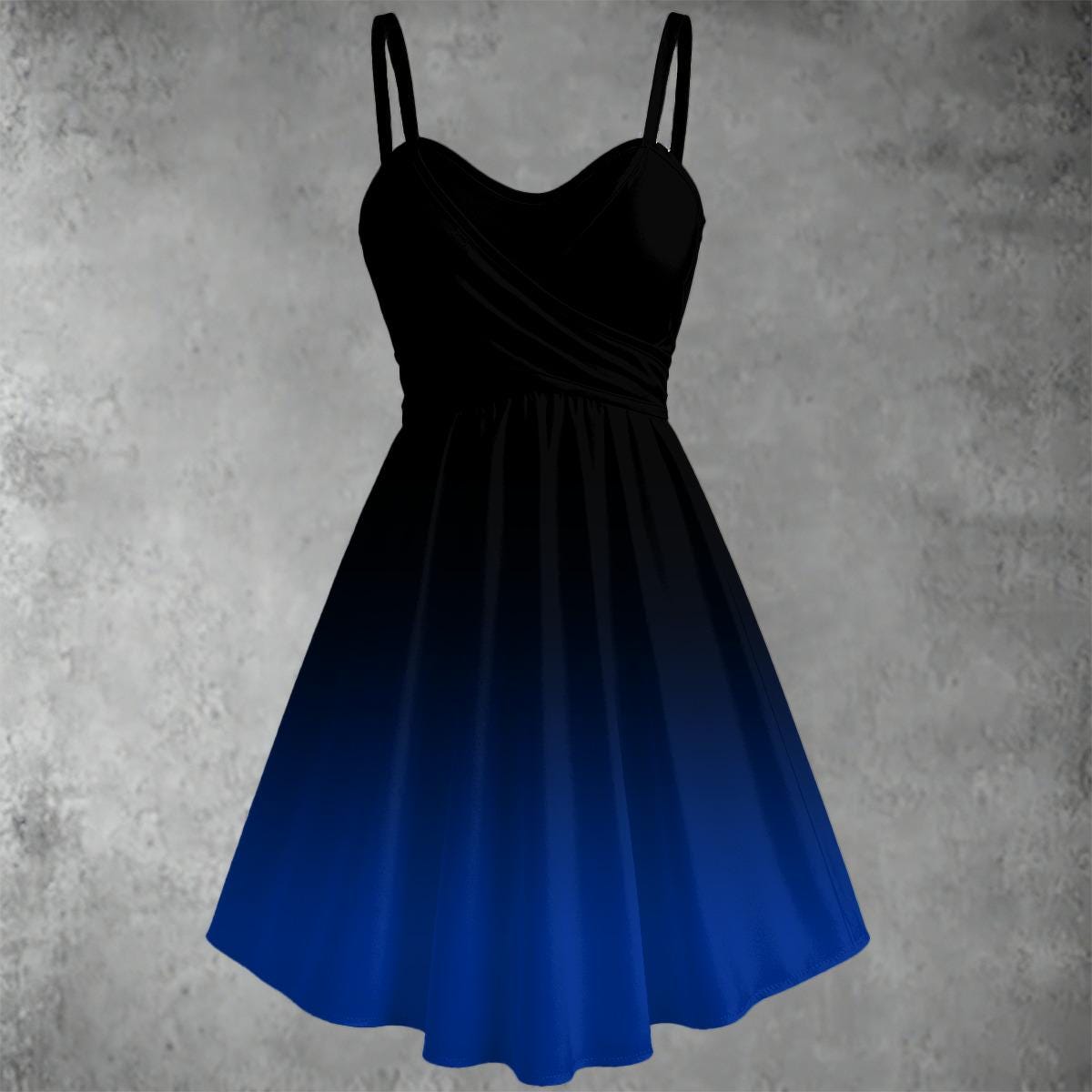 black blue ombre dress A line Royal Blue Prom Dress,Black And Royal Blue Gradient Ombre Chiff   kateprom