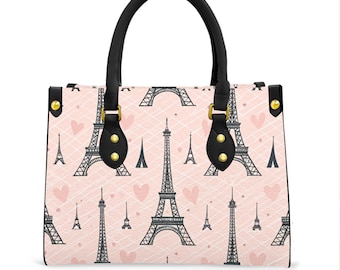 Precioso en París (rosa y negro) / Bolso tote y cartera plegable