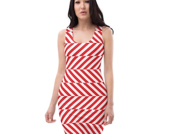 red and white bodycon dress White & Cherry Red Structured Bodycon Dress with Cone Angles Dalmabyshalini