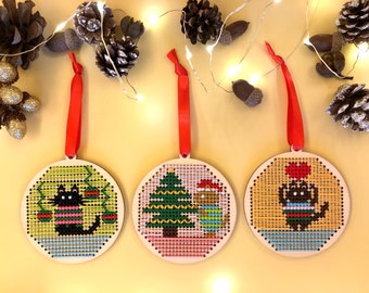 Kit de punto de cruz de madera para Navidad (3 piezas)