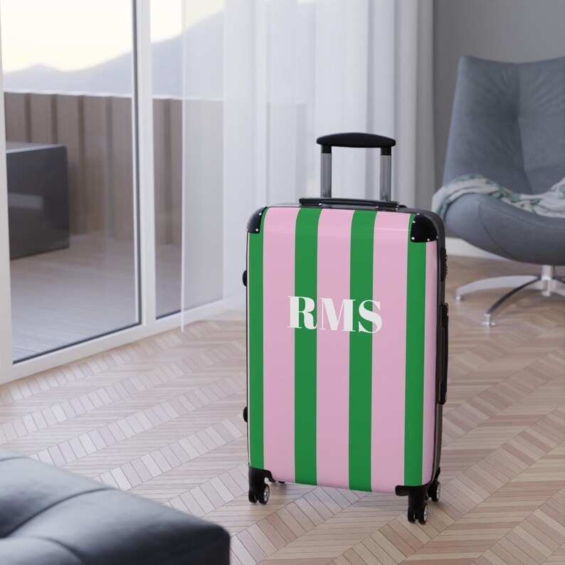 Monogram Suitcase Personalized Suitcase Striped Monogram Travel Weekender Bag Unique ...