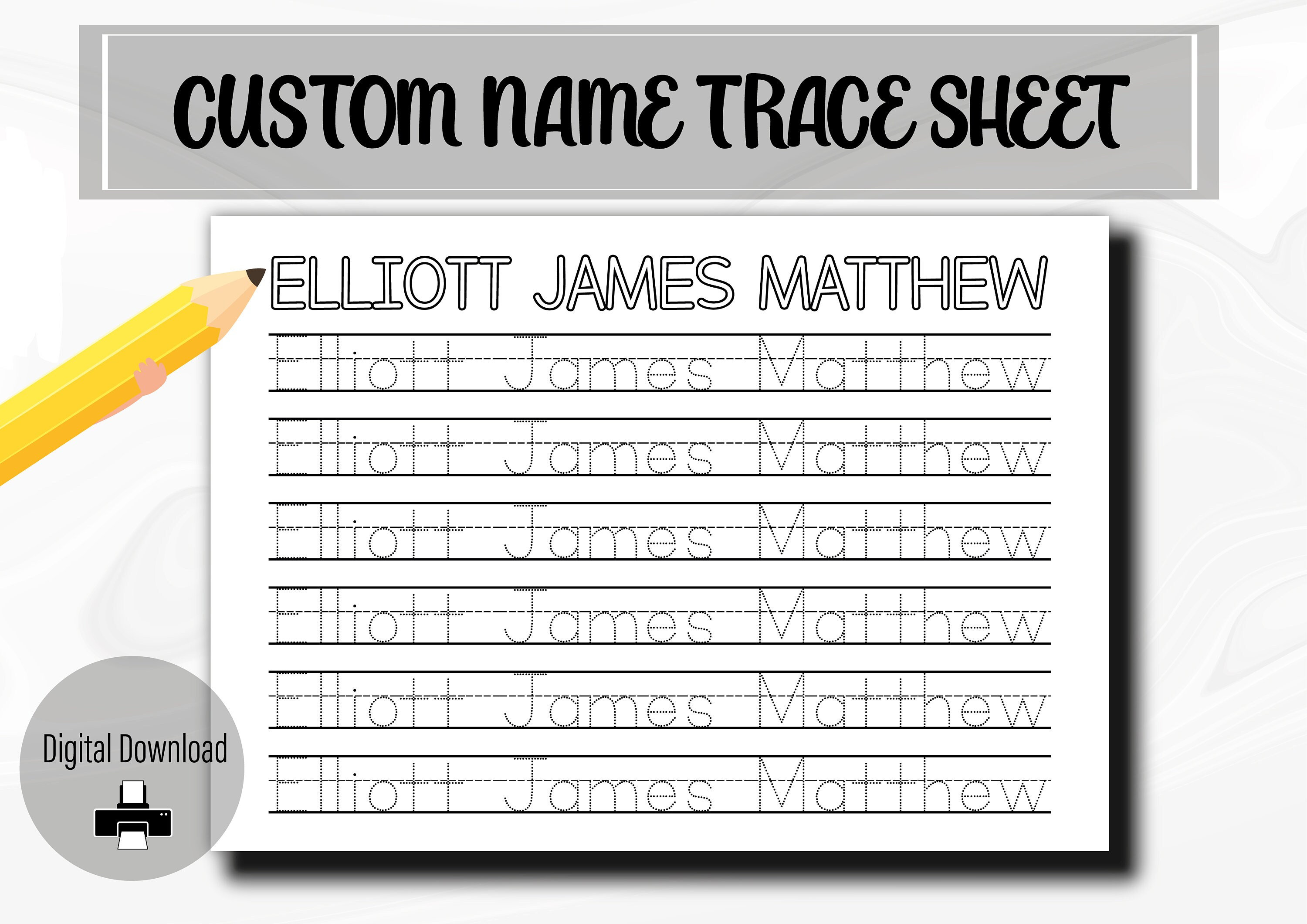 Personalized Name Tracing Sheet, Custom Name Trace, Preschool Letter