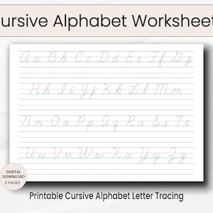 Cursive Alphabet Letter Tracing Worksheets Printable Cursive - Etsy